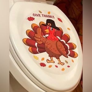 💥NWT Turkey 2 Piece Iconikal Funny Toilet Seat Cling Decoration Set Thanksgiving